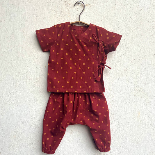Organic Madder Raidana Angrakha Top + Matching Pants