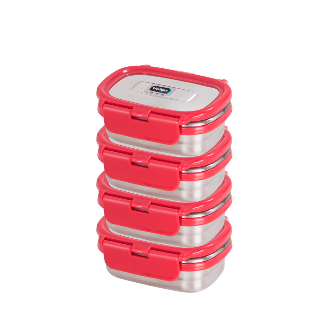 Veigo Chutney & Condiment Stainless Steel Storage Dabbi - Set of 4