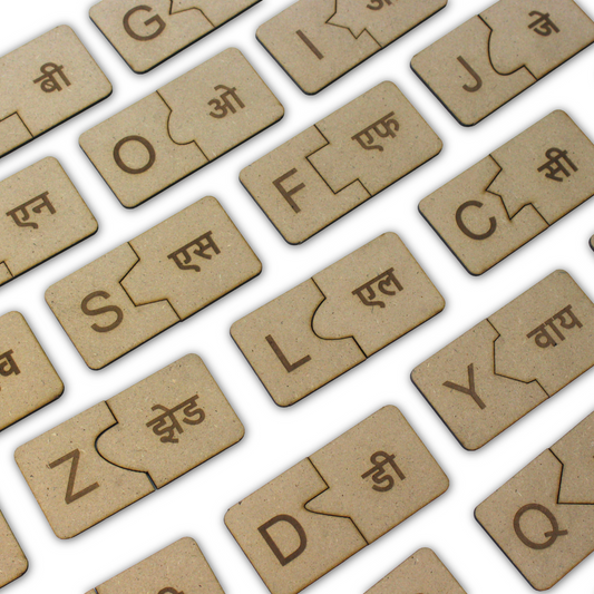 Taali Matrubhasha - Learn English and Hindi Letters - Pack of 26 Alphabets Each in English and Hindi