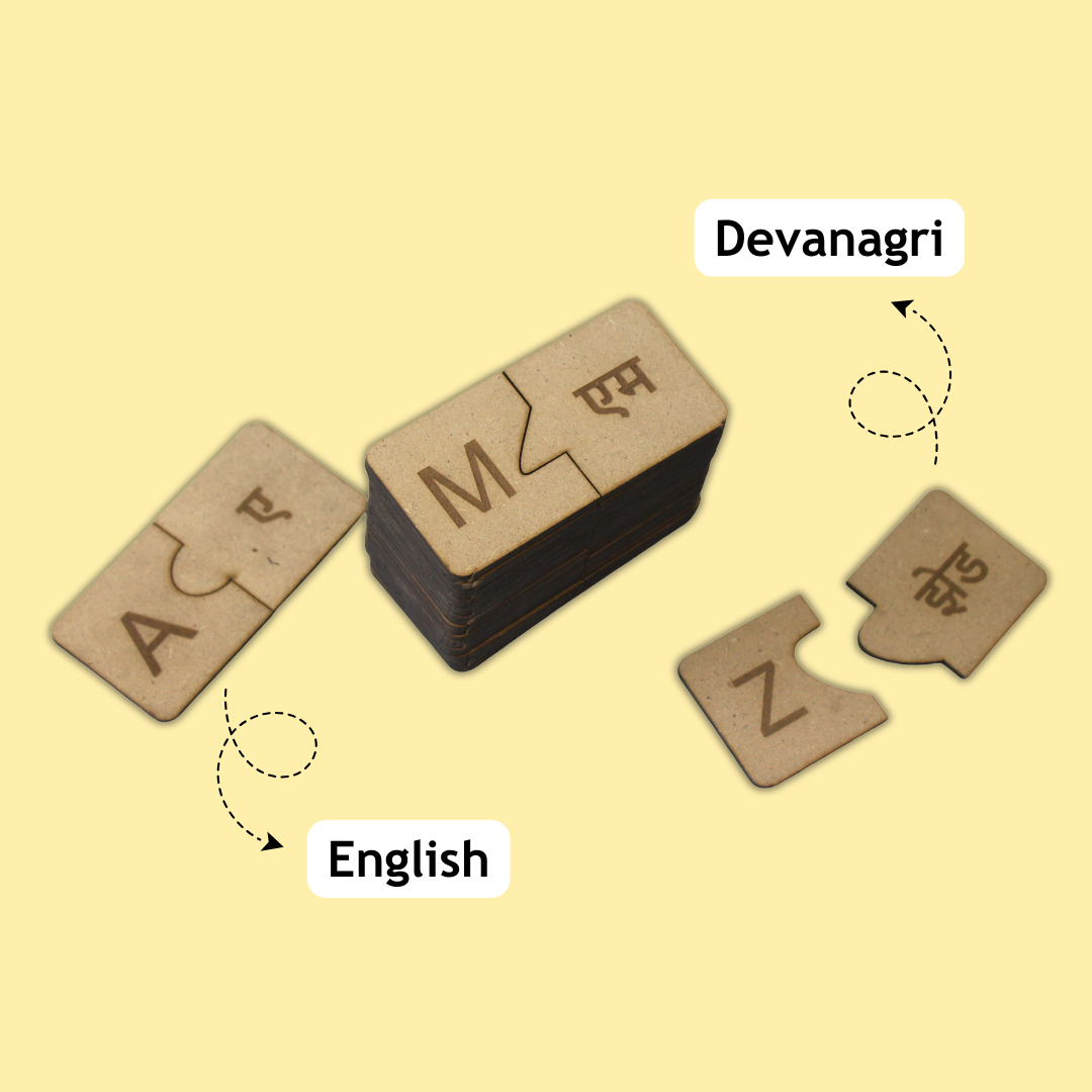 Taali Matrubhasha - Learn English and Hindi Letters - Pack of 26 Alphabets Each in English and Hindi