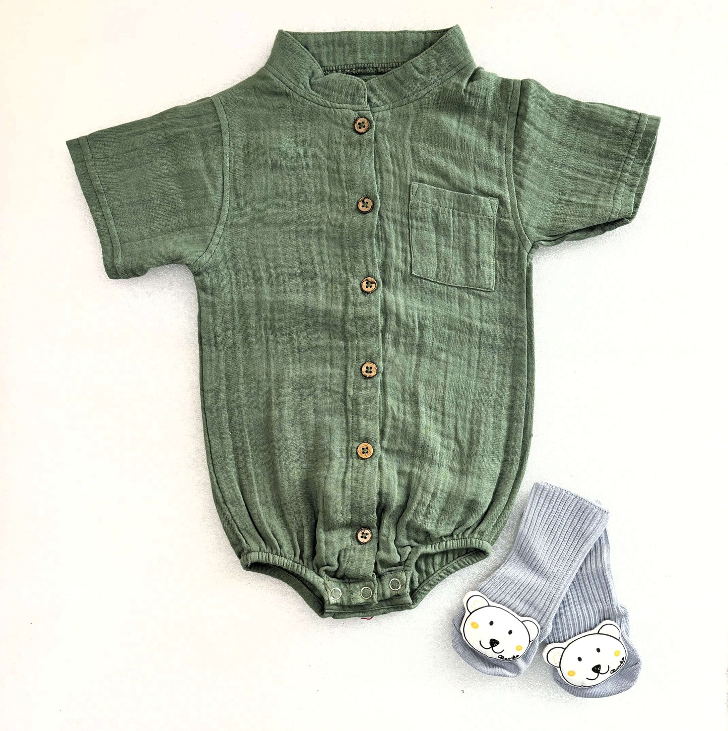 Turtle Collar Baby Boy Shirt Romper (0-2 Years)