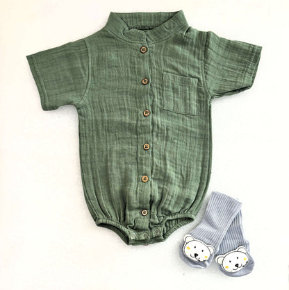 Turtle Collar Baby Boy Shirt Romper (0-2 Years)