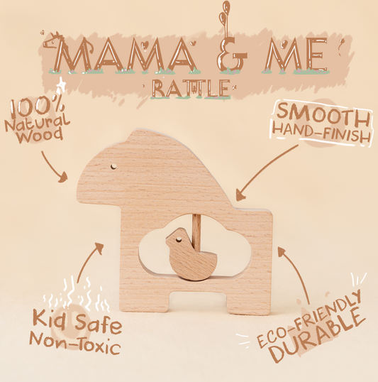 Mama & Me - Wooden Animal Rattle