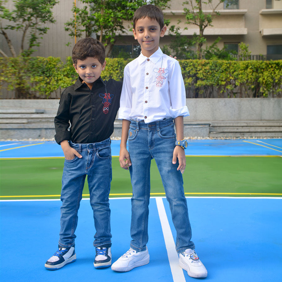 Spidey Embroidered Shirt - Black