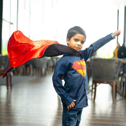 Superhero Chest Icon Embroidered Organic Cotton Shirt - Navy