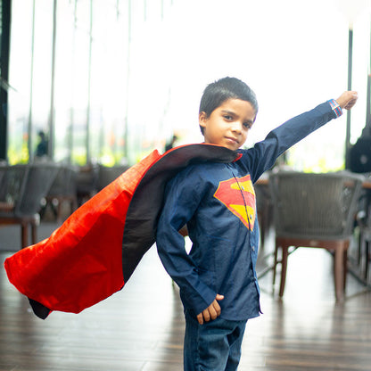 Superhero Chest Icon Embroidered Organic Cotton Shirt - Navy