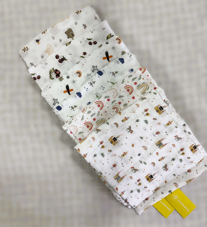 Baby Bath Towels in 2 layered Muslin Cotton (50*90 cms) (0-3 Years)