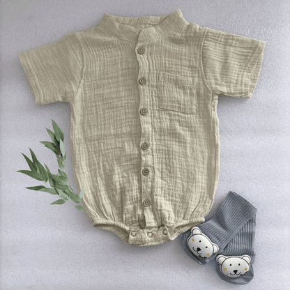 Turtle Collar Baby Boy Shirt Romper (0-2 Years)