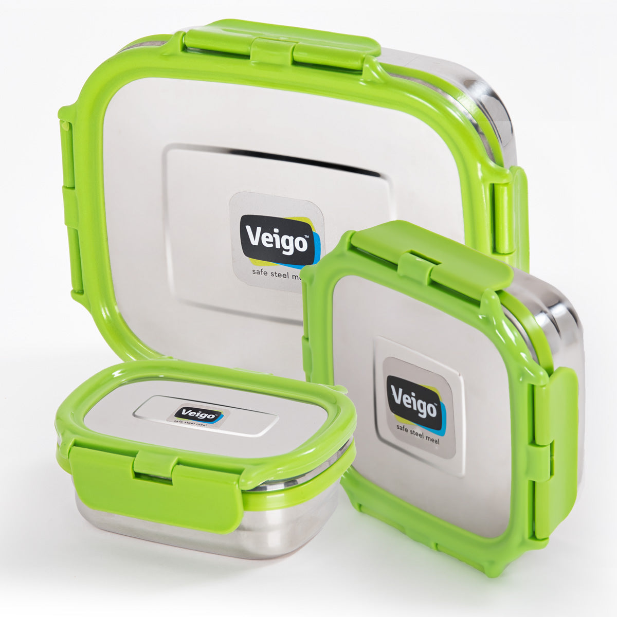 Veigo Celebration- Set of 3 Stainless Steel Leakproof Lunch Boxes(Ready-to-Gift Pack)