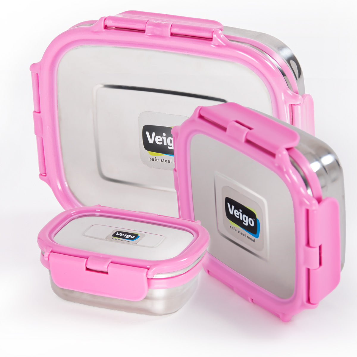 Veigo Celebration- Set of 3 Stainless Steel Leakproof Lunch Boxes(Ready-to-Gift Pack)