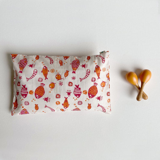 GIFT SET - ORGANIC FISH PRINT KAPOK PILLOW + MARACAS