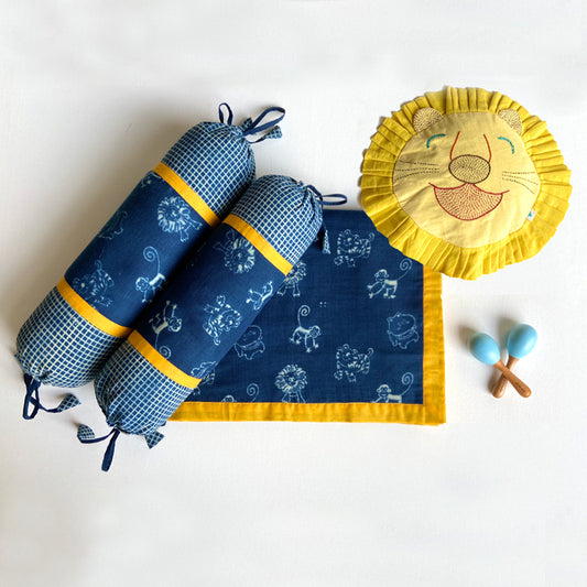 ORGANIC GIFT SET - DOHAR + MUSTARD SEED PILLOW + BOLSTER + MARACAS - ZOO