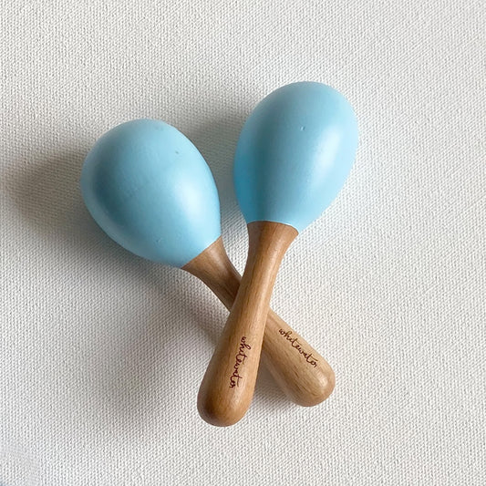 WOODEN MARACAS SET - BLUE