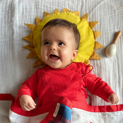 Organic Red Angrakha + White Pants