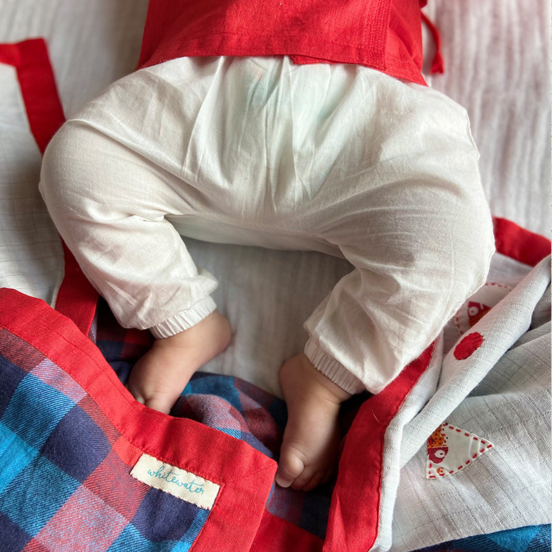 Organic Red Angrakha + White Pants