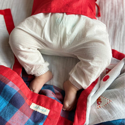 Organic Red Angrakha + White Pants