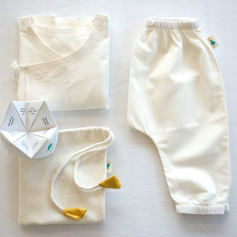 Organic Essential White Angrakha Top + Pants