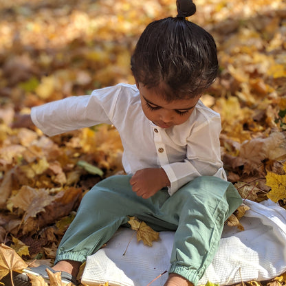 Organic Essential White Kurta + Mint Pants