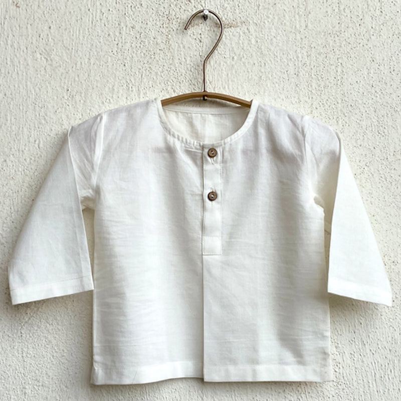 Organic White Kurta + Zoo Print Indigo Pants