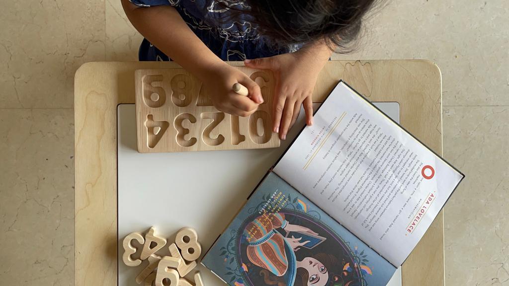 Montessori Educational Toy | Wooden Math Number Puzzle 0-9 Toy - Bombay Toy Company