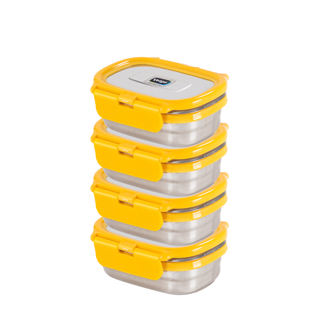 Veigo Chutney & Condiment Stainless Steel Storage Dabbi - Set of 4