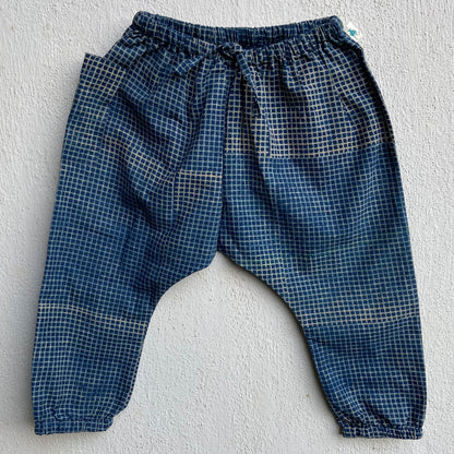 Organic Indigo Zoo Jhabla With Check Pants