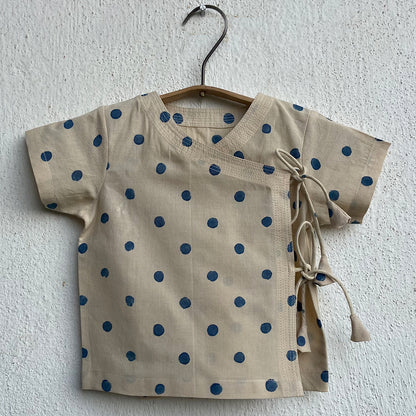Organic Indigo Polka Angrakha With Matching Pants