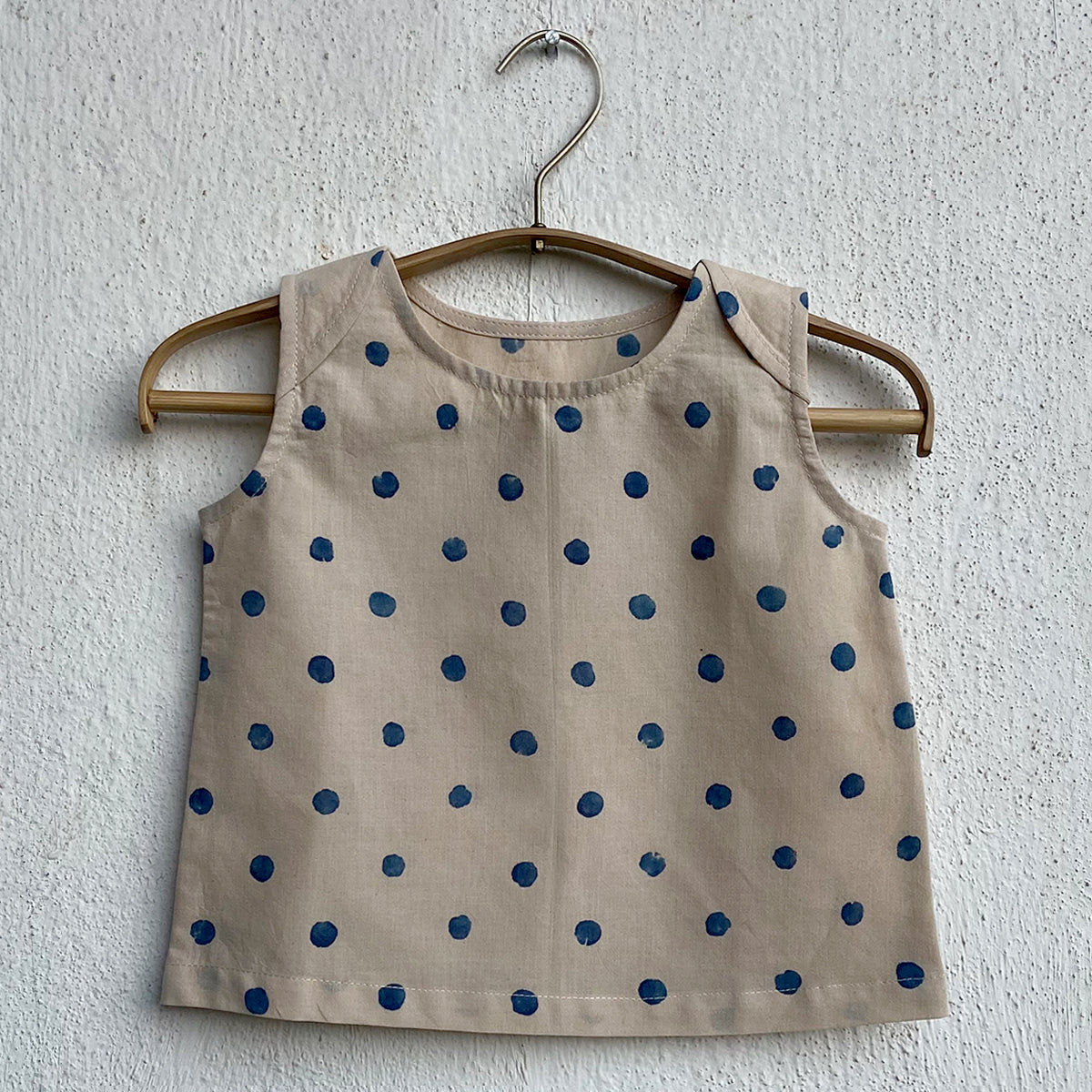 Organic Indigo Polka Jhabla With Matching Pants