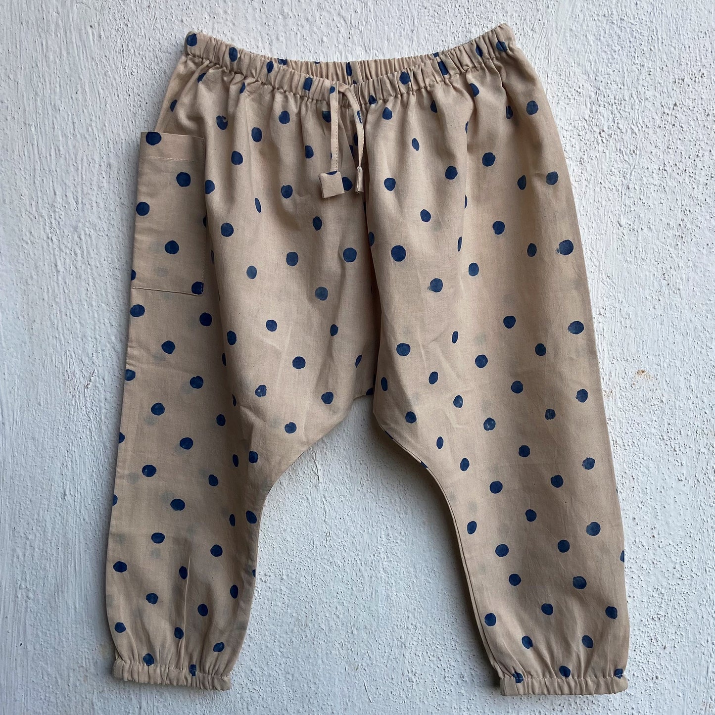 Organic Indigo Polka Jhabla With Matching Pants