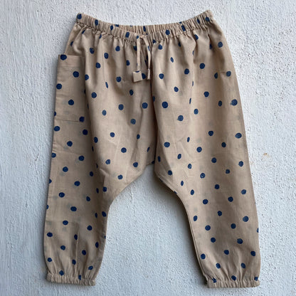 Organic Indigo Polka Jhabla With Matching Pants