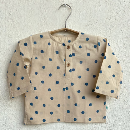 Organic Indigo Polka Kurta With Matching Pants