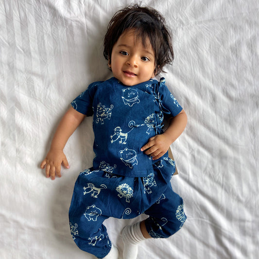Organic Zoo Print Indigo Angarakha Top + Pants