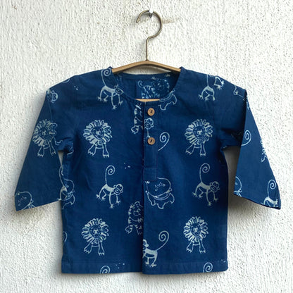 Organic Zoo Print Indigo Kurta + Pants