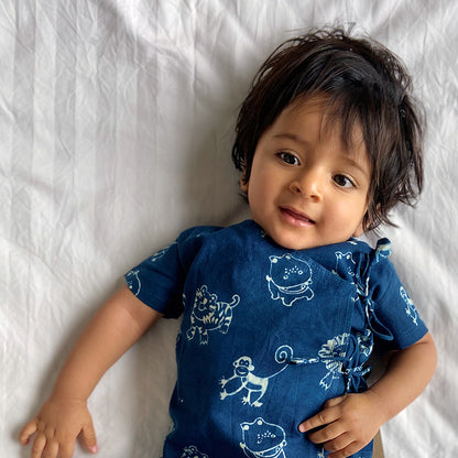 Organic Zoo Print Indigo Angarakha Top + White Pants