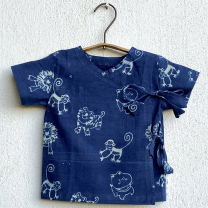 Organic Zoo Print Indigo Angarakha Top + White Pants