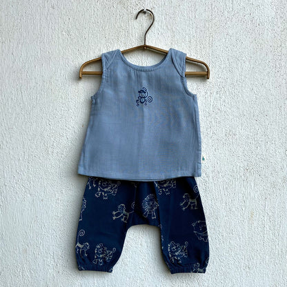 Organic Zoo Monkey Jhabla With Indigo Zoo Pants