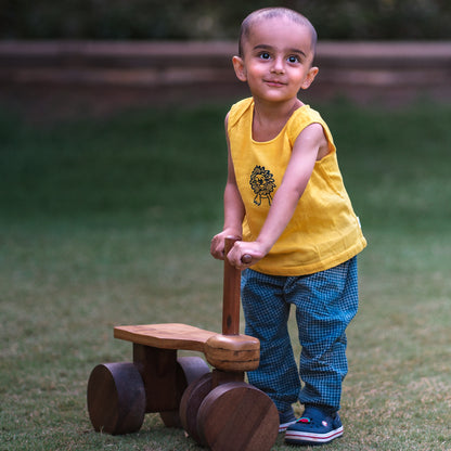 Organic Zoo Yellow Jhabla With Indigo Check Pants