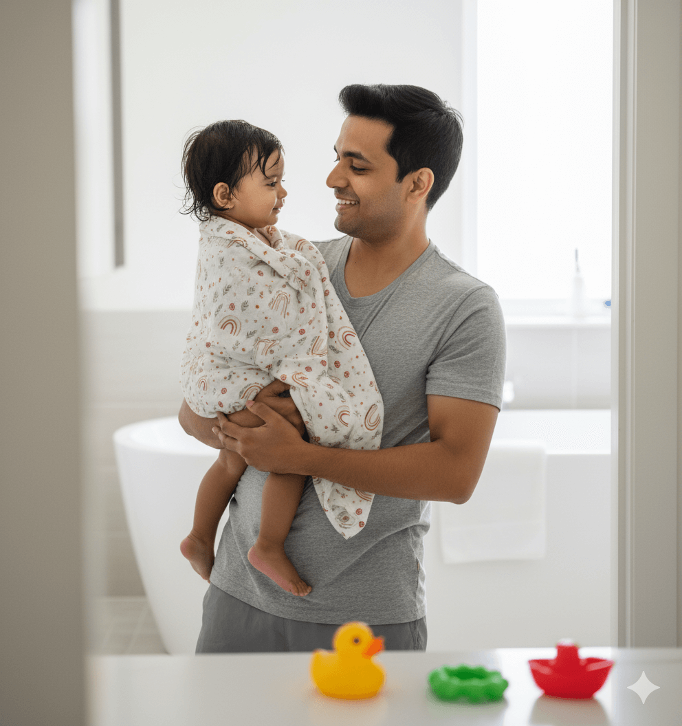 Baby Bath Towels in 2 layered Muslin Cotton (50*90 cms) (0-3 Years)