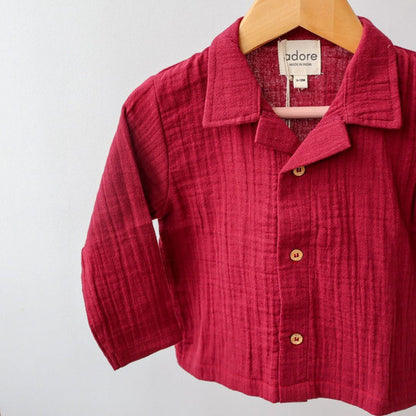 Maroon Organic Muslin Cotton Full Sleeve Set