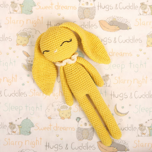 Happy Yellow Crochet Doll - Hopper the Bunny