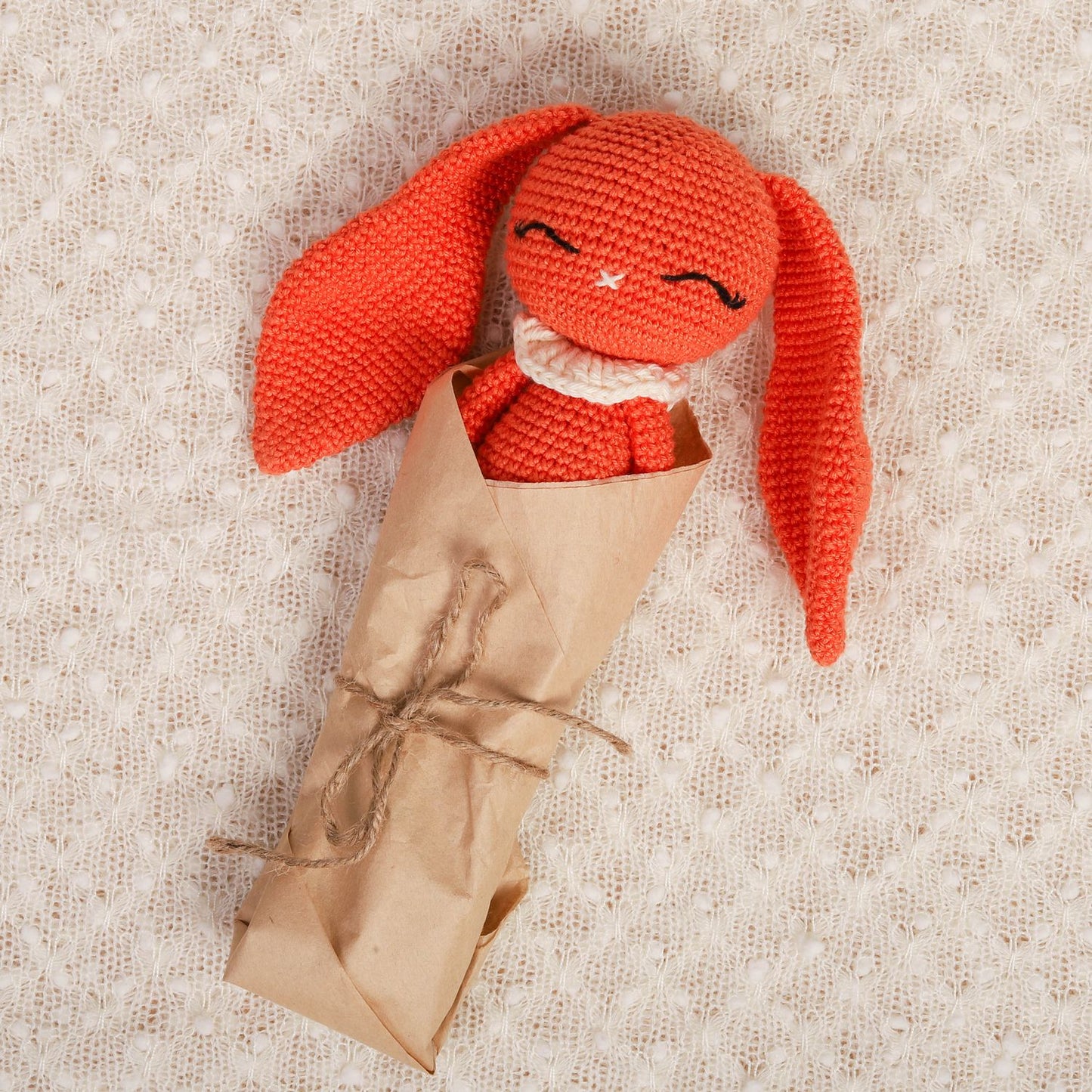 Bust Orange Crochet Doll - Hopper the Bunny