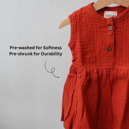 Rust Organic Muslin Cotton Frocks