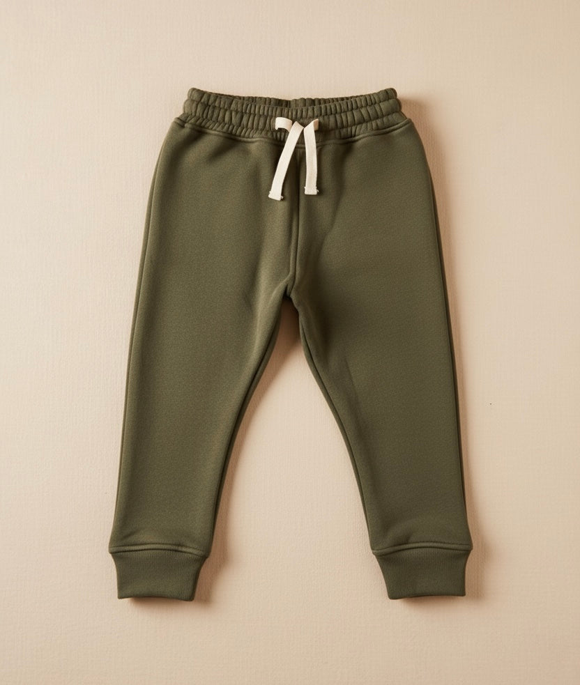 Olive Green Organic Cotton Fleece Hoodie and Jogger Set
