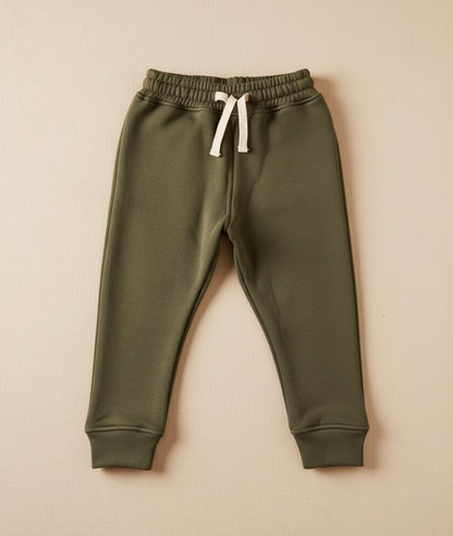 Olive Green Organic Cotton Fleece Hoodie and Jogger Set