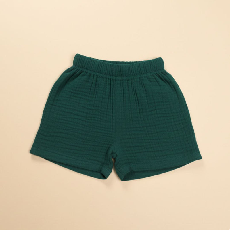 Olive Green Organic Muslin Cotton Sleeveless Tshirt and Shorts