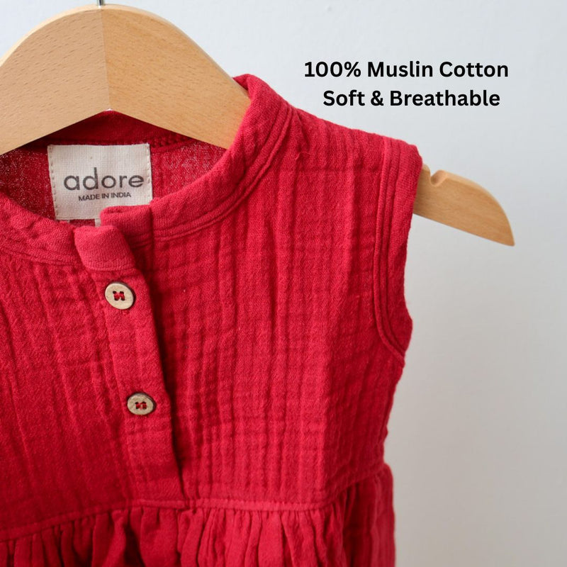 Maroon Organic Muslin Cotton Frocks