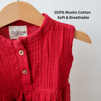 Maroon Organic Muslin Cotton Frocks