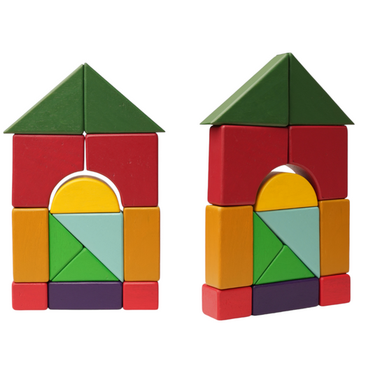 Earthy Rhythm - Set of Wooden Building Blocks set | Geometric Blocks