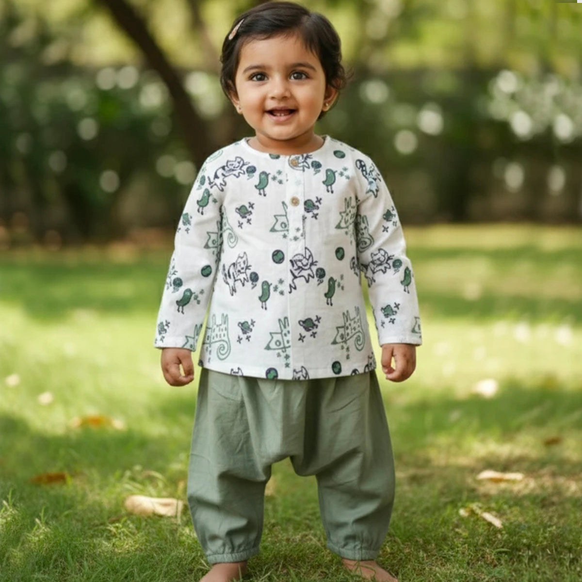 Organic Billi Mint Kurta With Mint Pajama Pants Unisex