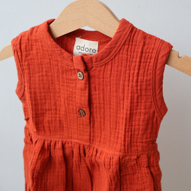 Rust Organic Muslin Cotton Frocks